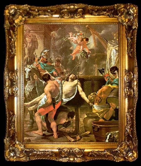 framed  Brun, Charles Le The Martyrdom of St. John the Evangelist at the Porta Latina, ta009-2